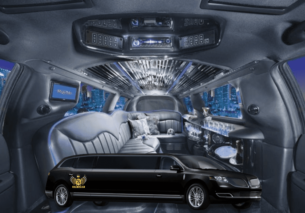 Luxury fleet of premium stretch limo rental vehicles parked for a group event.