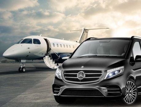 Luxury Black Car Service parked at Denver Airport (DIA) for VIP client transfer