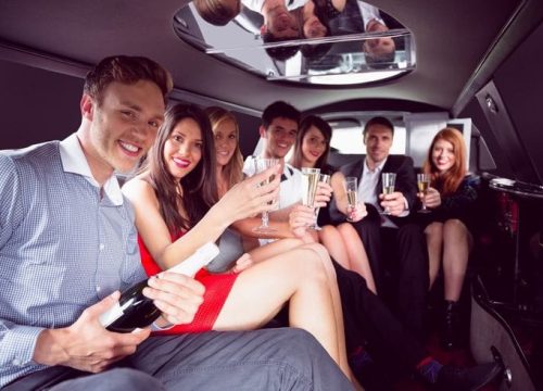 Luxury prom limo service featuring high-end executive sprinter van.
